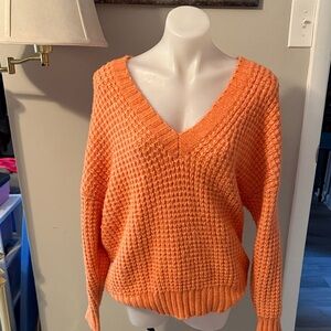 American Eagle Outfitters Vibrant Orange V-Neck Sweater